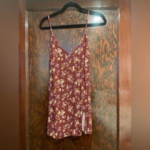 Reformation Maroon Floral Marlowe Mini Dress